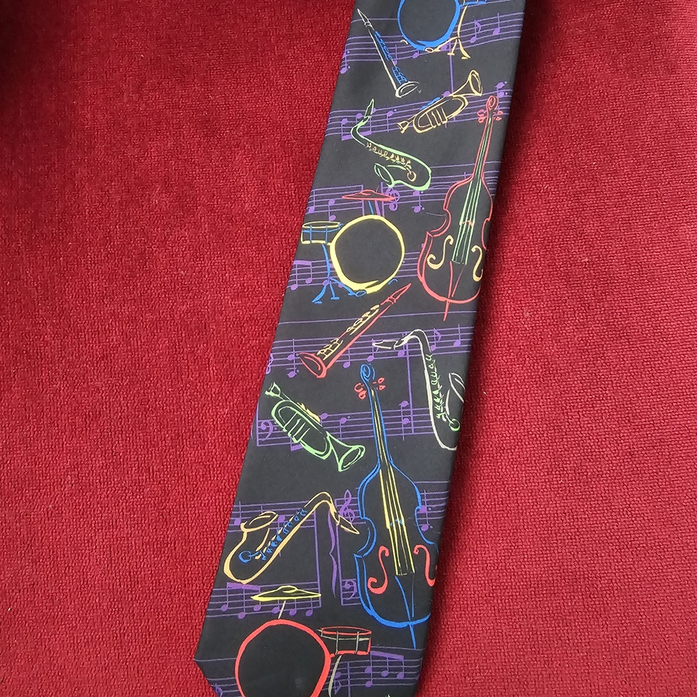 Ralph Marlin Vintage Jazz Tie - Black with Multicolor Design